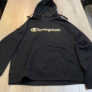 Champion Black Hoodie with Gold Logo sweater sweatshirt top